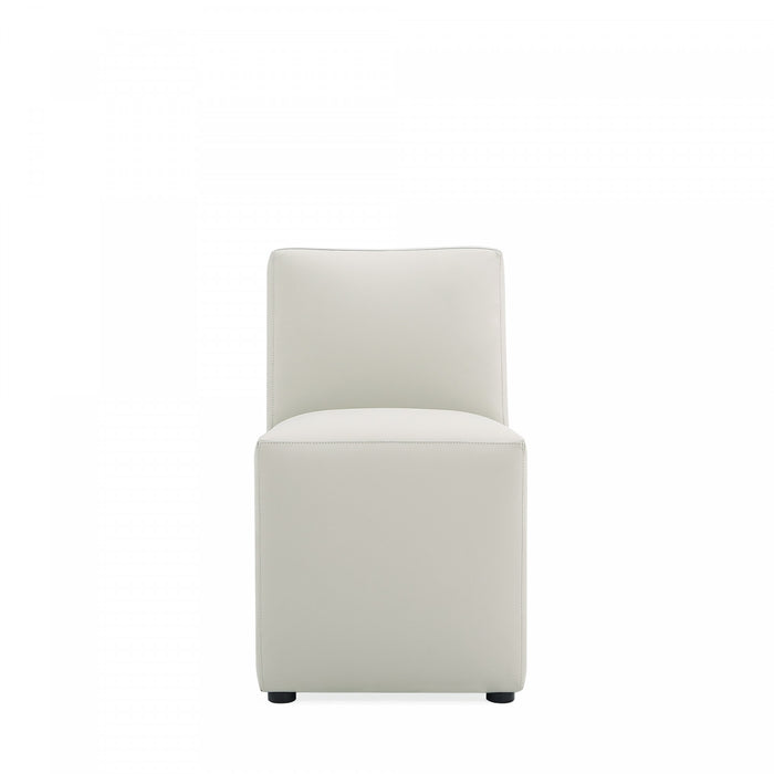 Anna Square Modern Vegan Leather Dining Chair in Stone Gray - Set of 2