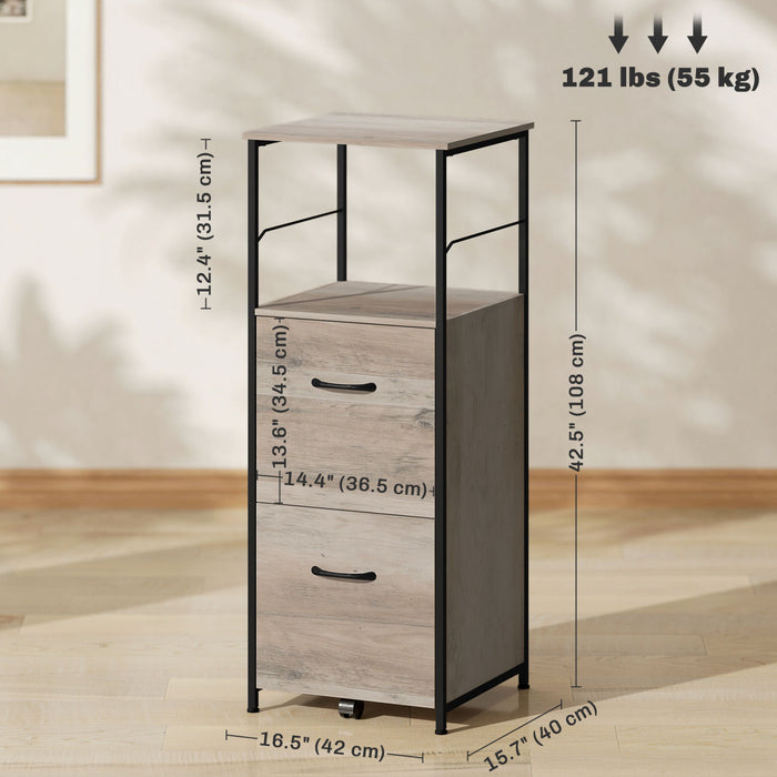 Vinsetto Filing Cabinet with Hanging Bars for Letter A4 Distressed Grey