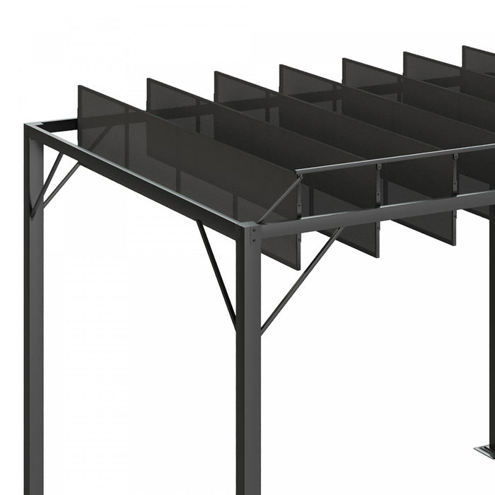 Outsunny 8' X 10' Pergola Shade Metal Patio Gazebo Sun Shade Shelter With Adjustable Breathable Mesh Roof, Grey