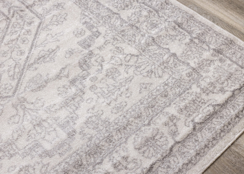 Fallon White Grey Elegant Faded Traditional Rug, 6'7\" x 9'6\" Indoor Area Rug