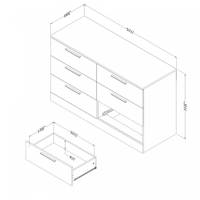 Step One Essential 6-drawer Dresser - Gray Oak