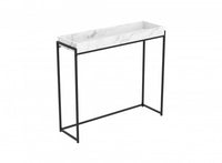 40” Modern Console Table With Sunkey Tray - Marble With Black Metal 