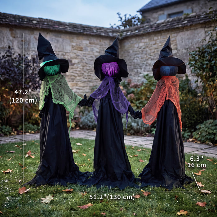 HOMCOM 48\" Holding Hands Witch Trio Stake Halloween Yard Decoration