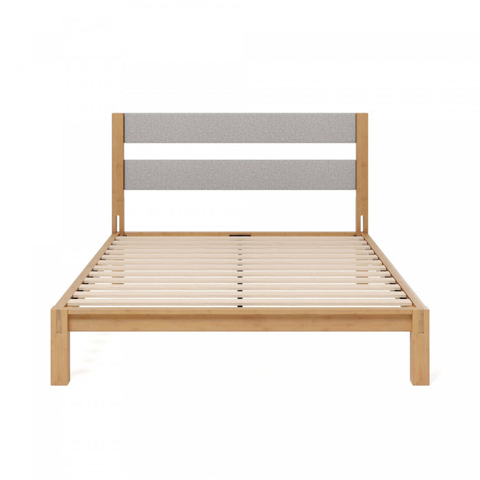Kumiki Interlocking Bamboo Platform Bed with Headboard - Queen Size