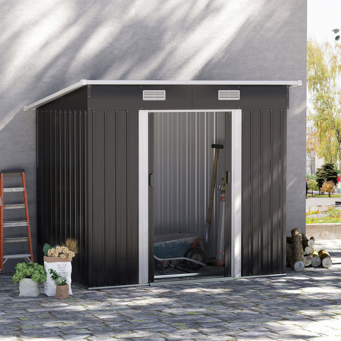 Outsunny Outdoor Storage Shed, Garden Shed With Lockable Doors, Black