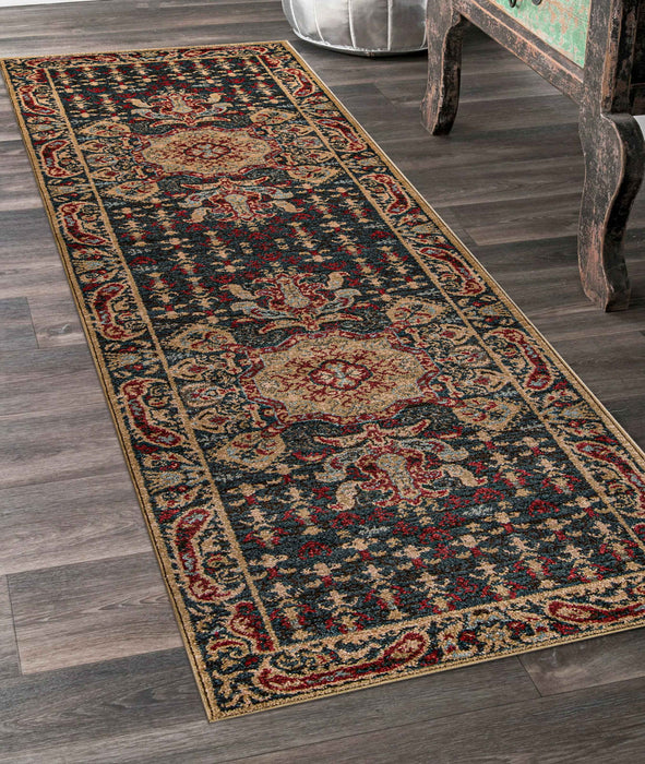 Sofia Traditional 2'3\" x 7'6\" Runner Rug in Blue Indoor Area Rug