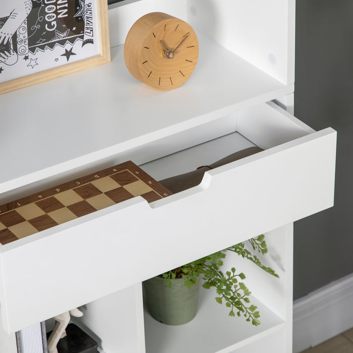 HOMCOM Tall Bookshelf with Drawer for Home Office, White