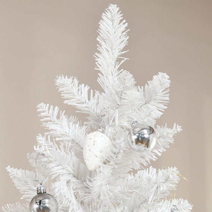 Homcom 6 Foot Artificial Christmas Tree With Metal Base Pink And White