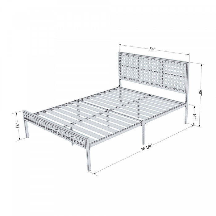 Hoya Natural Cane Metal Full Platform Bed - Pure Black