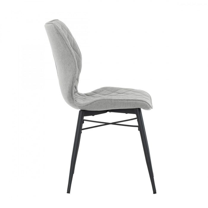 Rourke Taupe Diamond-Quilted Armless Accent Chair with Black Metal Legs (Set of 2)