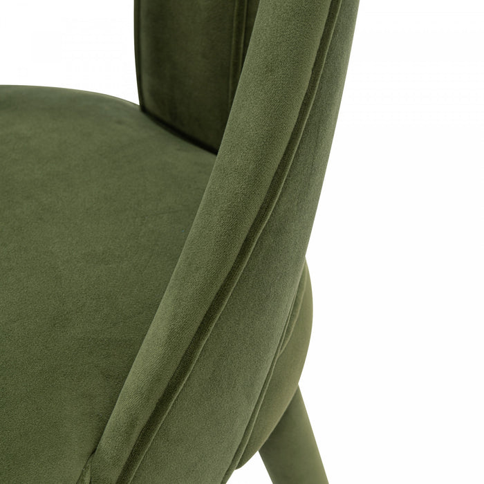 Neda Modern Upholstered Velvet Dining Chair in Olive Green - Set of 2