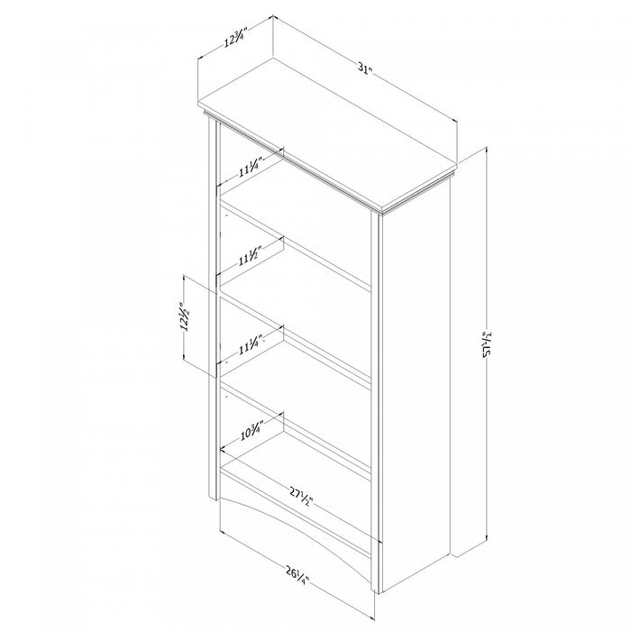 Gascony 4-Shelf Bookcase Rubbed Black - South Shore
