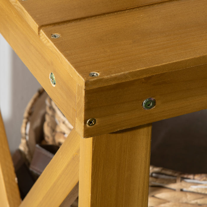 Outsunny 2-level Potting Bench Table With Storage Shelf And Top Hooks