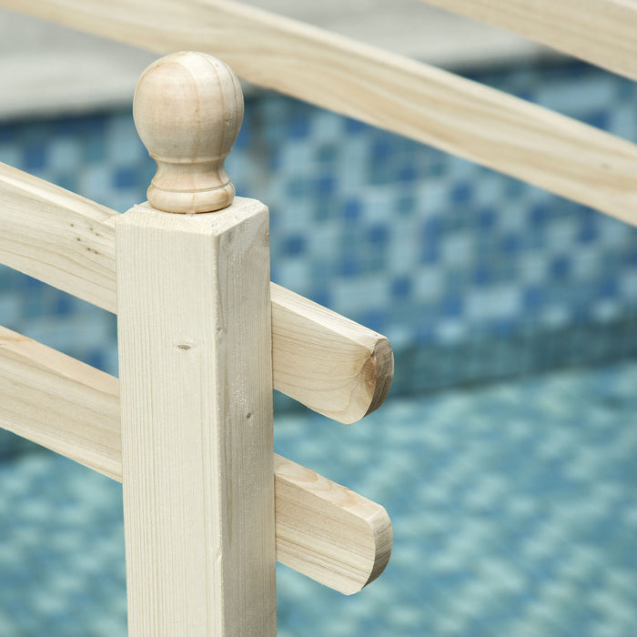 Outsunny 7.5' Fir Wood Garden Bridge Arc Walkway With Side Railings, Perfect For Backyards, Gardens, & Streams, Natural