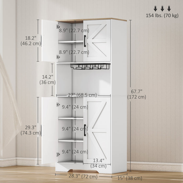 HOMCOM Kitchen Pantry Storage Cabinet with Microwave Oven Countertop, White