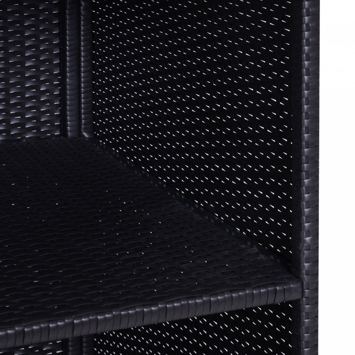 Outsunny Outdoor Storage Cabinet, Patio Storage Box Rack Rattan Wicker Pool Towel Valet Organizer Poolside Garden Lawn Bathroom Furniture Shelf W/ Shelf Drawer, Dark Brown