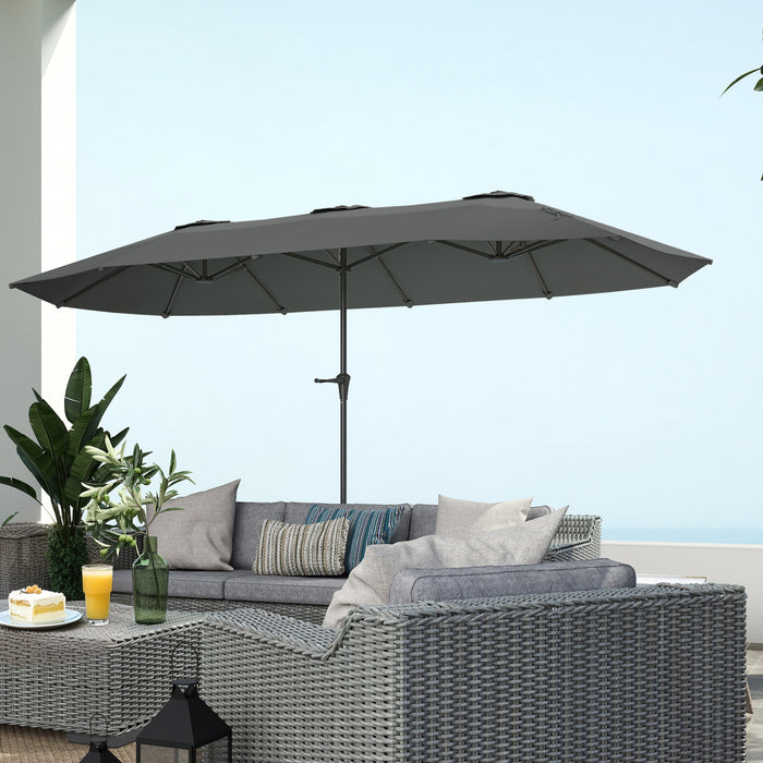 Outsunny 13ft Double-Sided Patio Umbrella, Outdoor Parasol w/ Crank Handle