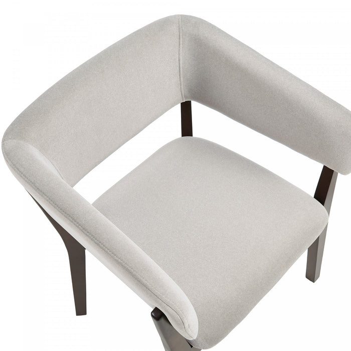 Blake Modern Wood Faux Mohair Armchair in Greige