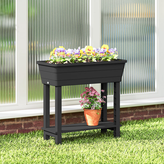 Outsunny 41L Self Watering Raised Garden Bed, Planter Box, Black