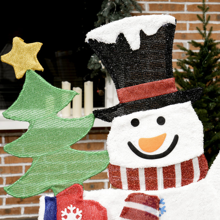 Outsunny 4FT Lighted Snowman, Christmas Decoration for Outdoor Holiday
