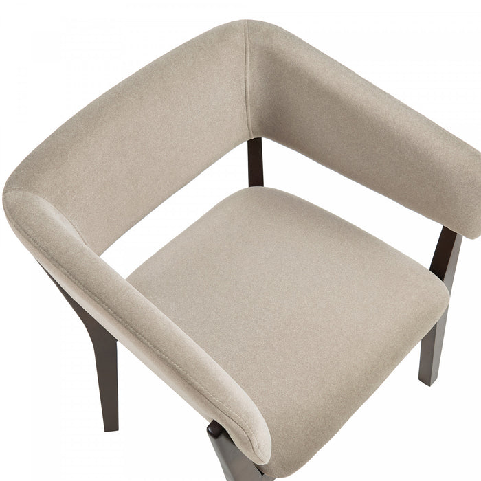 Blake Modern Faux Mohair Wood Armchair in Natural - Set of 4 Dining Chair