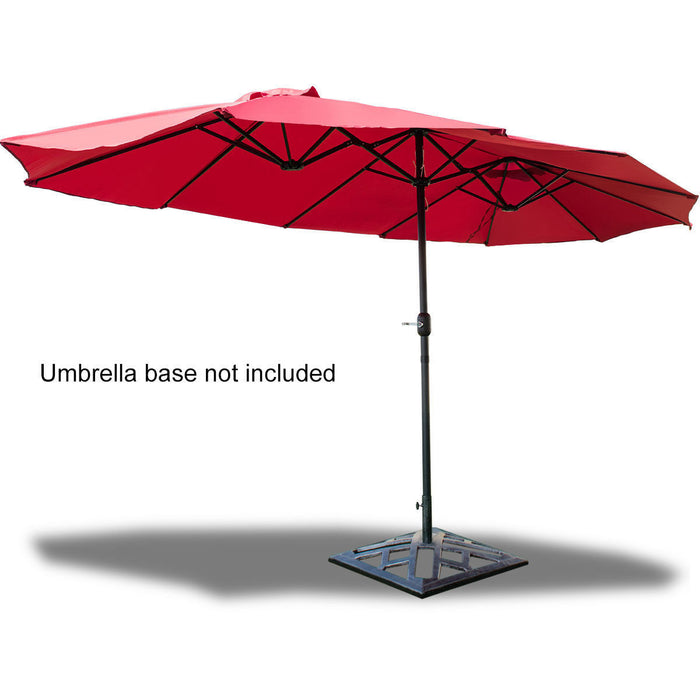 Costway 15' Market Outdoor Umbrella Double-Sided Twin Patio w/ Crank Wine