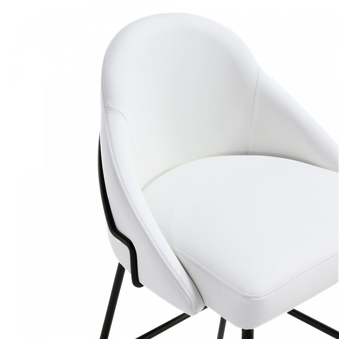 Gracie Modern Metal Upholstered Barstool in White and Black - Set of 3