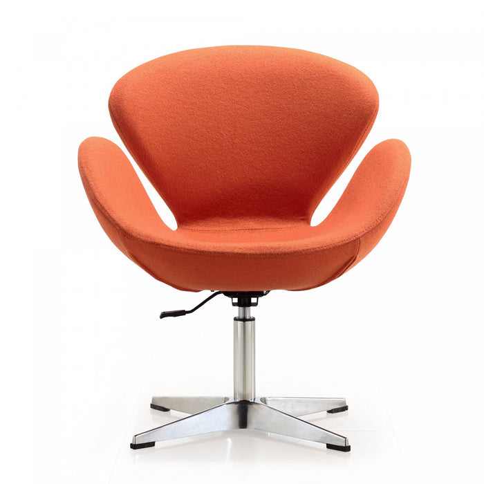 Raspberry Modern Upholstered Swivel Lounge Chair in Orange - Set of 2 Accent Chair