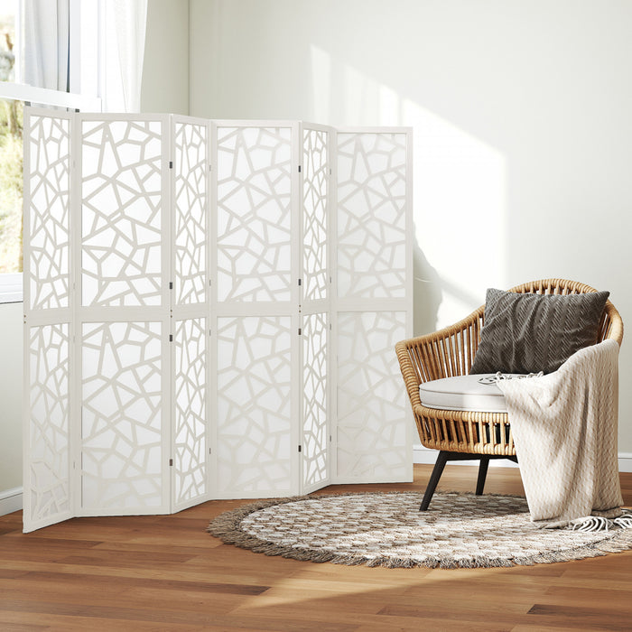 HOMCOM 6 Panel Room Divider, 5.6 FT Lightweight Privacy Screen, White