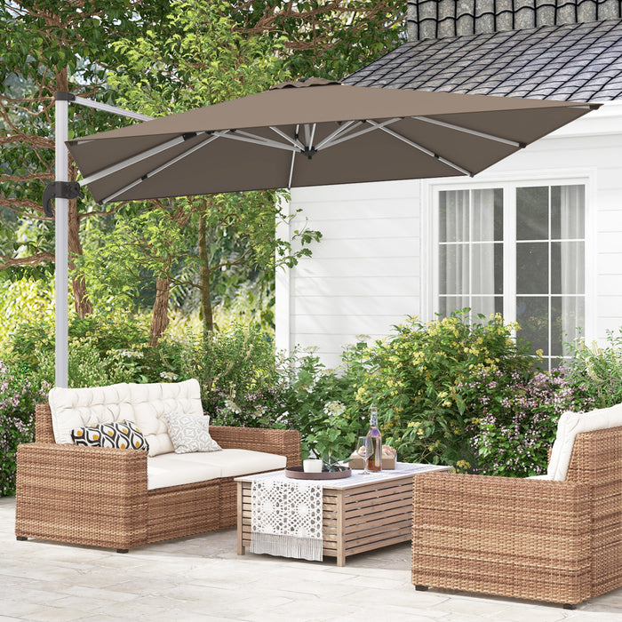 Costway 10 FT Patio Cantilever Umbrella Outdoor Aluminum Hanging Offset Umbrella w/ 360° Rotation Brown