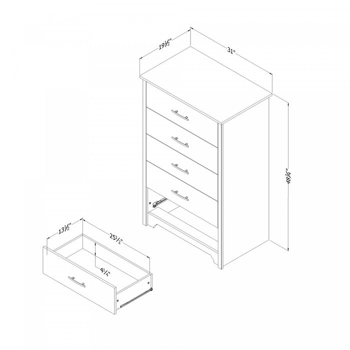 Fusion 5-drawer Chest - Pure White 