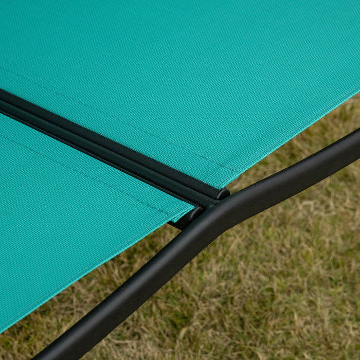 Outsunny 2-person Patio Swing Chair Outdoor Canopy Swing Bench With Adjustable Shade, Breathable Mesh Seats And Steel Frame For Garden, Poolside, Backyard, Blue