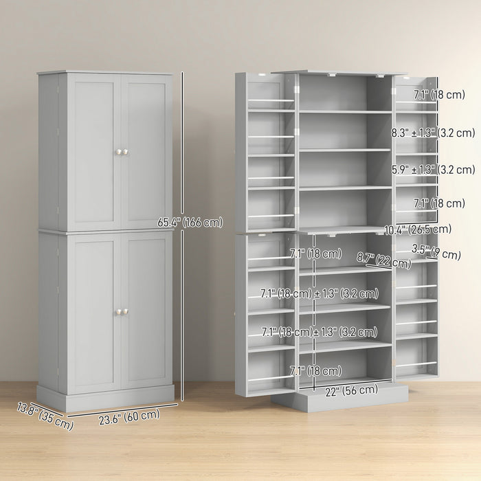 HOMCOM 65\" Kitchen Pantry Cabinet with Adjustable Shelves Spick Racks Grey
