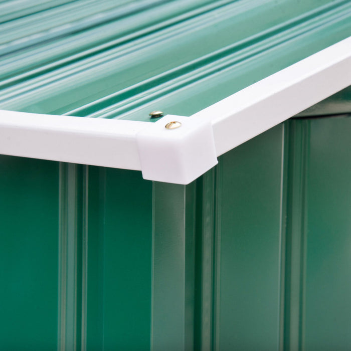 Outsunny 7' X 4.3' X 6.1' Garden Storage Shed Outdoor Patio Yard Metal Tool Storage House W/ Steel Floor Foundation And Double Doors Green