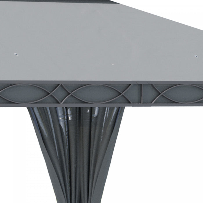 Outsunny 10x13ft Garden Gazebo Double-tiered With Curtain Outdoor Shelter Backyard Canopy Grey