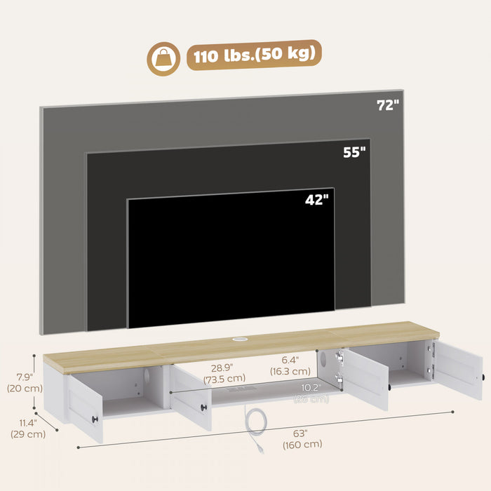 HOMCOM Floating TV Stand for TVs up to 72 Inch, Wall Mounted Media Console