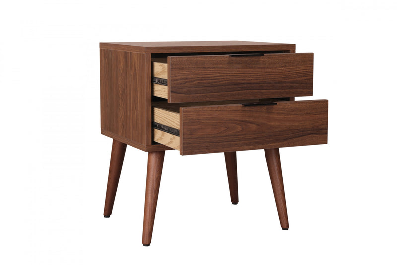 Flashby Nightstand With 2 Drawers, Faux Walnut