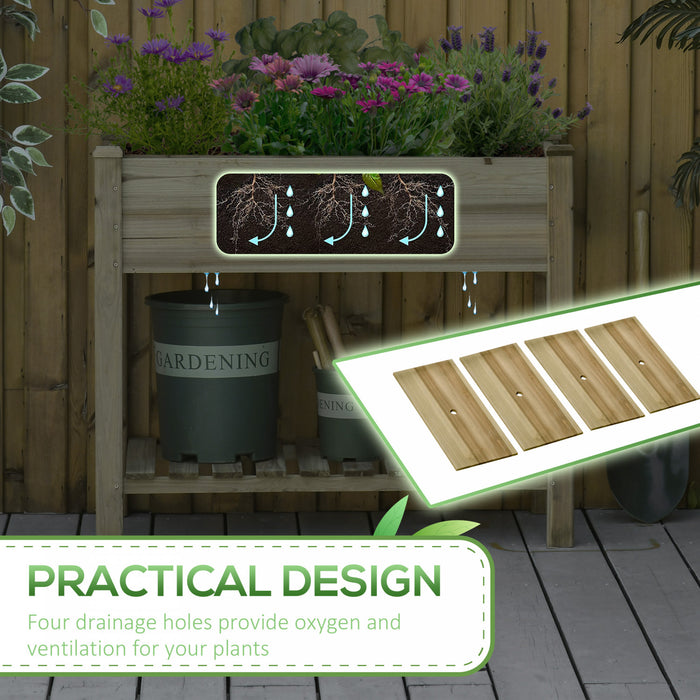 Outsunny 36\" x 20\" x 30\" Elevated Planter Box with Storage Shelf, Green