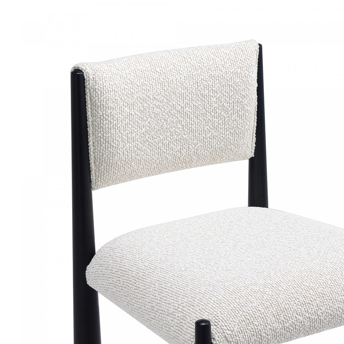 Lennor Mid-Century Modern Boucle Metal Counter Stool in Cream