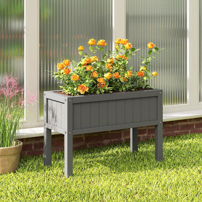 Outsunny Raised Garden Bed with Drainage Holes, Grey