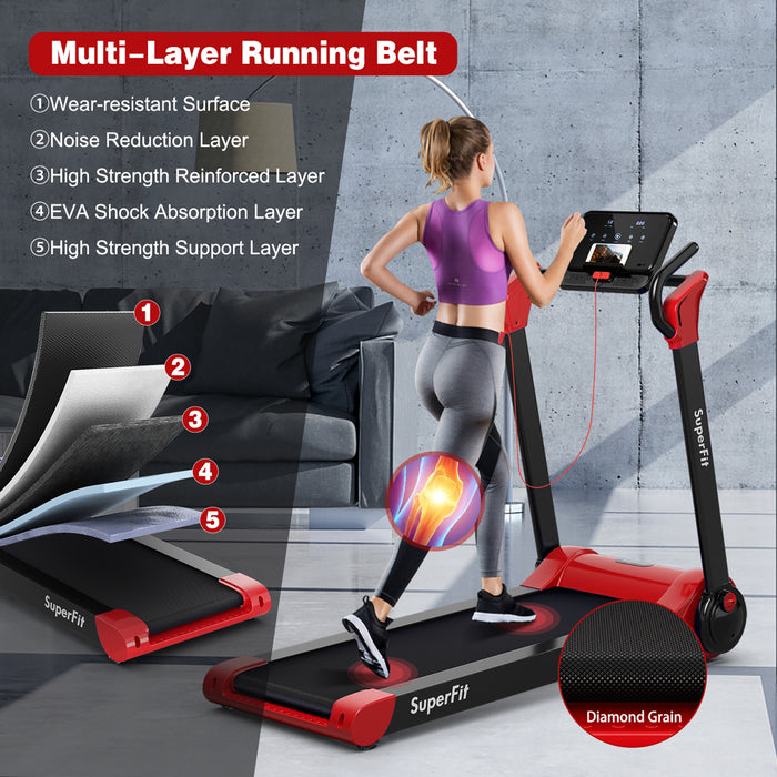 Superfit Folding 2.25hp Electric Treadmill Running Machine App Control Bluetooth