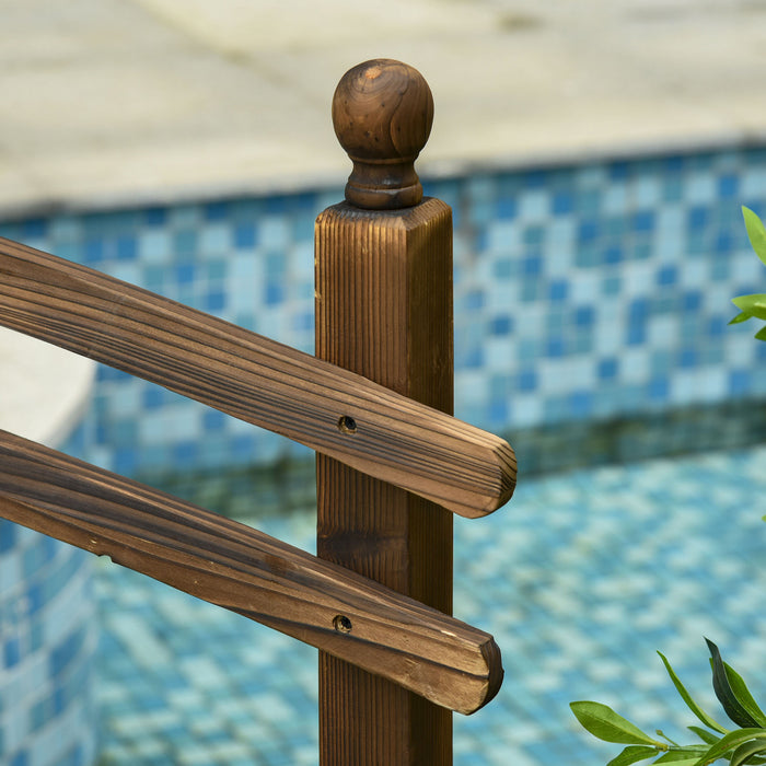 Outsunny 7.5' Fir Wood Garden Bridge Arc Walkway with Side Railings, Tan
