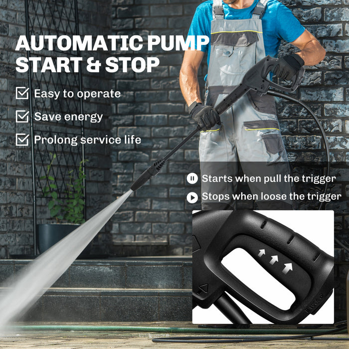 Outsunny Electric Pressure Washer, 1800W High Pressure Washer with 20 ft Outlet Hose, Adjustable Nozzle, 1.9GPM Power Washer with Hose Reel, Steel Handle for Home Patio, Yellow
