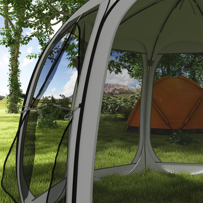 Outsunny 11' X 11.5' Screen Tent, Pop Up Gazebo With 2 Doors, Grey