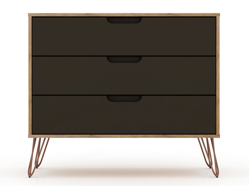 Rockefeller Mid-Century Modern 35\" Dresser in Gray (3-Drawer) - Set of 2