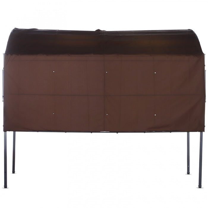 Outsunny 10x8ft Patio Metal Gazebo With Extendable Side Awning Outdoor Shelter Garden Sun Shade Canopy Deck Door Window Awning Brown