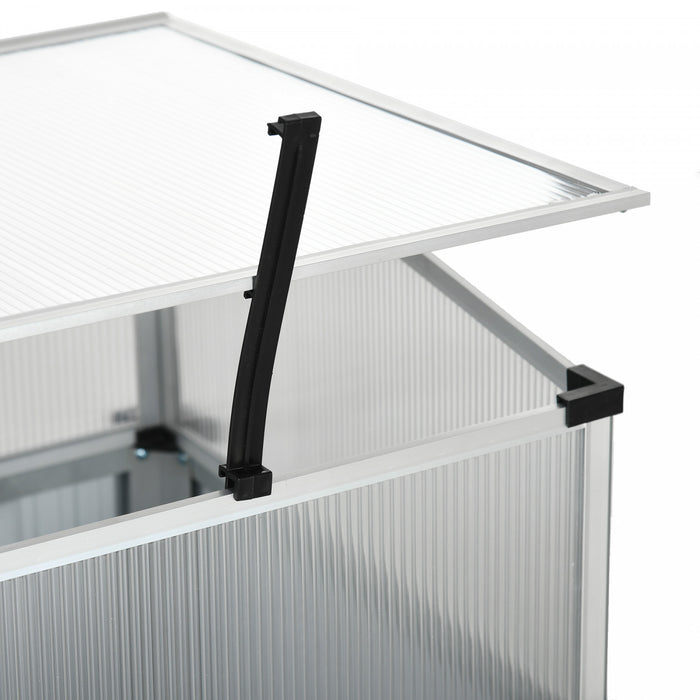 Outsunny Raised Garden Bed W/ Pc Board Greenhouse, 31\"x20\"x29\", Dark Grey