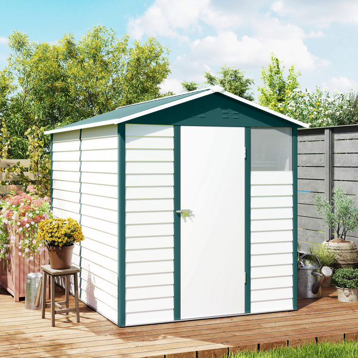 Outsunny 9' x 6' Garden Shed, Metal Outdoor Storage Shed for Yard Green