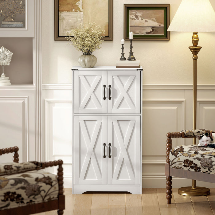 HOMCOM Kitchen Pantry Cabinet Pantry Storage Cabinet with Barn Doors White