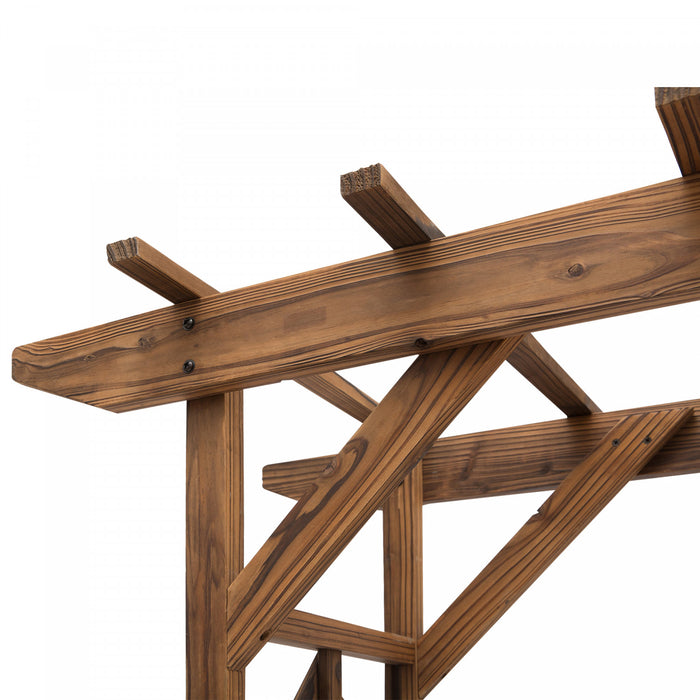 Outsunny 79\" Garden Trellis, Wooden Arched Arbour With Pergola Style Roof